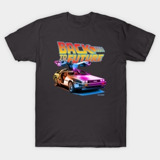 Delorean Back To the Future Synthwave Colors T-Shirt